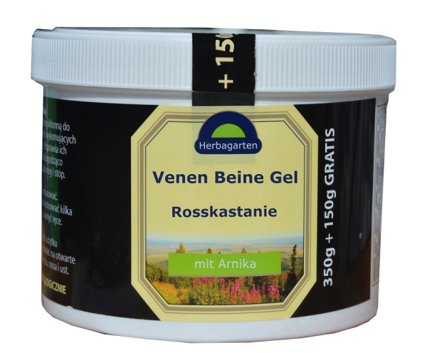 Venen und Beine Gel, 500g, reiche Rezeptur, Rosskastanie, Arnika, Baikal Helmkraut, Weintrauben Blätter Extrakte